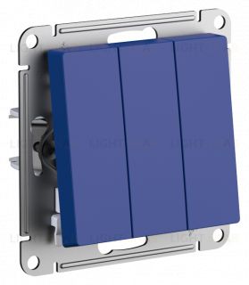 Выключатель трехклавишный Schneider Atlasdesign 10А, аквамарин ATN001131 ATN001131