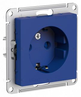 Розетка с заземлением со шторками Schneider Electric Atlasdesign 16А, аквамарин ATN001145 ATN001145
