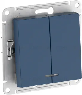 Выключатель двухклавишный с подсветкой Schneider Atlasdesign 10А, быстрозажим. клем., аквамарин ATN001153S ATN001153S