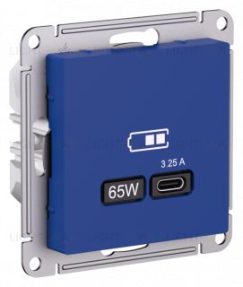 Розетка USB для зарядки Atlasdesign тип-C 65W высокоскор.заряд. QC, PD, аквамарин ATN001127 ATN001127