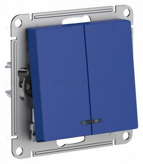 Выключатель двухклавишный с подсветкой Schneider Atlasdesign 10А, аквамарин ATN001153 ATN001153