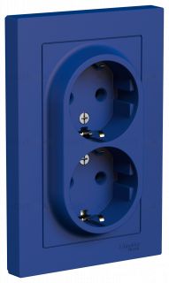 Розетка двойная с заземлением в сборе Schneider Electric Atlasdesign 16А, аквамарин ATN001124 ATN001124