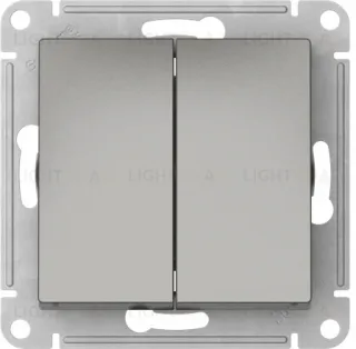 Выключатель двухклавишный Schneider Atlasdesign 10А, быстрозажим. клем., сталь ATN000951S ATN000951S