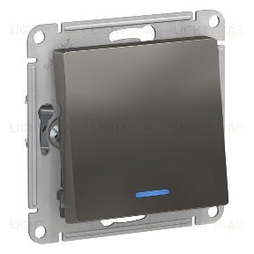 Выключатель одноклавишный проходной с подсветкой Schneider Atlasdesign 10А, сталь ATN000963 ATN000963