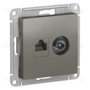 Розетка TV и интернет розетка Schneider Atlasdesign RJ 45, 5 кат., сталь ATN000989 ATN000989