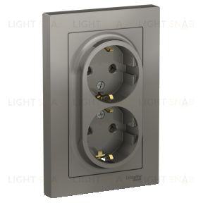 Розетка двойная с заземлением в сборе Schneider Electric Atlasdesign 16А, сталь ATN000924 ATN000924