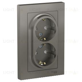 Розетка двойная с заземлением со шторками в сборе Schneider Electric Atlasdesign 16А, сталь ATN000926 ATN000926