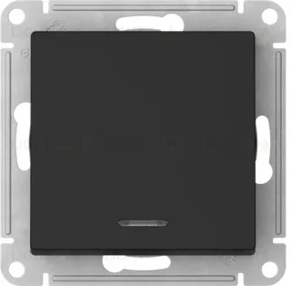 Выключатель одноклавишный с подсветкой Schneider Atlasdesign 10А, быстрозажим. клем., карбон ATN001013S ATN001013S