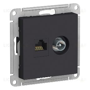 Розетка TV и интернет розетка Schneider Atlasdesign RJ 45, 5 кат., карбон ATN001089 ATN001089