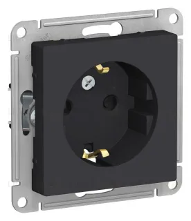 Розетка с заземлением со шторками Schneider Electric Atlasdesign 16А, карбон ATN001045 ATN001045