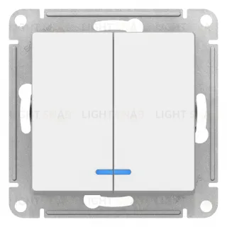 Выключатель двухклавишный с подсветкой Schneider Atlasdesign 10А, лотос ATN001353 ATN001353