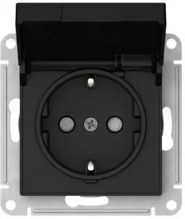 Розетка с заземлением со шторками и крышкой Schneider Electric Atlasdesign 16А IP20, быстрозажим. клем., карбон ATN001046S ATN001046S