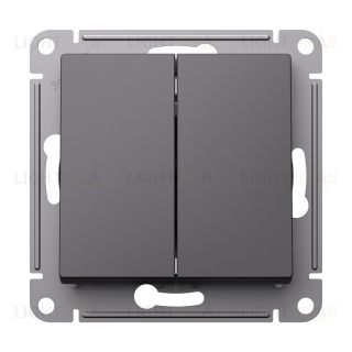 Выключатель двухклавишный проходной Schneider Atlasdesign 10А, базальт ATN001465 ATN001465