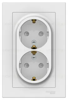 Розетка двойная с заземлением со шторками в сборе Schneider Electric Atlasdesign 16А, лотос ATN001326 ATN001326