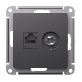 Розетка TV и интернет розетка Schneider Atlasdesign RJ 45, 5 кат., базальт ATN001489 ATN001489