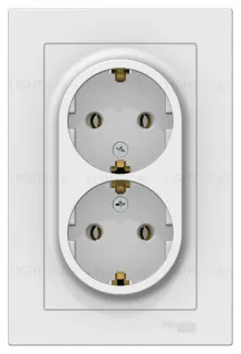 Розетка двойная с заземлением в сборе Schneider Electric Atlasdesign 16А, лотос ATN001324 ATN001324