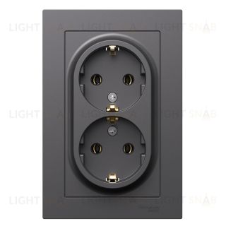 Розетка двойная с заземлением в сборе Schneider Electric Atlasdesign 16А, базальт ATN001424 ATN001424