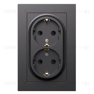 Розетка двойная с заземлением со шторками в сборе Schneider Electric Atlasdesign 16А, базальт ATN001426 ATN001426