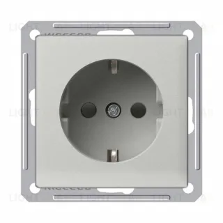 Розетка с заземлением с защитными шторками Schneider Electric W59 16А/250В, матовый хром RS16-152-5-86 RS16-152-5-86