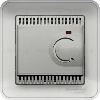 Регулятор теплого пола Schneider Electric W59 с датчиком пола в сборе с рамкой 10А/230В, матовый хром TES-151-58 TES-151-58