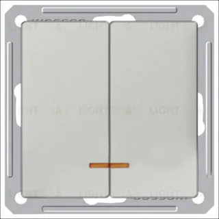 Выключатель двухклавишный с подсветкой Schneider Electric W59 16А/250В матовый хром VS516-251-5-86 VS516-251-5-86
