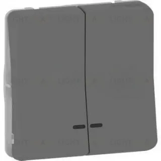 Выключатель кнопочный двухклавишный с подсветкой Schneider Electric Mureva Styl 10 AX, IP55, антрацит MUR35228 MUR35228
