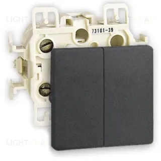 Выключатель двухклавишный Simon 73 Loft 10А/250В, графит 73398-39+73026-62 73398-39 + 73026-62