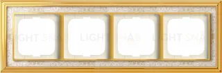 Рамка ABB Dynasty четырехместная (латунь полированная, белая роспись) 2CKA001754A4573 2CKA001754A4573