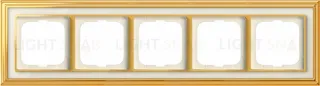 Рамка ABB Dynasty пятиместная (латунь полированная, белое стекло) 2CKA001754A4564 2CKA001754A4564