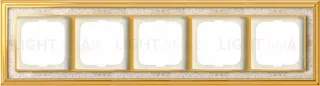 Рамка ABB Dynasty пятиместная (латунь полированная, белая роспись) 2CKA001754A4574 2CKA001754A4574