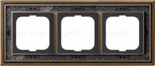 Рамка ABB Dynasty трехместная (латунь античная, черная роспись) 2CKA001754A4597 2CKA001754A4597