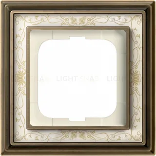 Рамка ABB Dynasty одноместная (латунь античная, белая роспись) 2CKA001754A4590 2CKA001754A4590