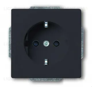 Розетка электрическая с защитными шторками ABB Dynasty , безвинтовые клеммы (антрацит) 2CKA002013A5265 2CKA002013A5265