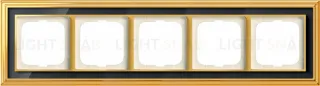 Рамка ABB Dynasty пятиместная (латунь полированная, черное стекло) 2CKA001754A4569 2CKA001754A4569