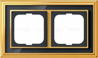 Рамка ABB Dynasty двухместная (латунь полированная, черное стекло) 2CKA001754A4566 2CKA001754A4566
