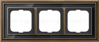 Рамка ABB Dynasty трехместная (латунь античная, черное стекло) 2CKA001754A4587 2CKA001754A4587