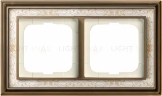 Рамка ABB Dynasty двухместная (латунь античная, белая роспись) 2CKA001754A4591 2CKA001754A4591