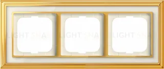 Рамка ABB Dynasty трехместная (латунь полированная, белое стекло) 2CKA001754A4562 2CKA001754A4562