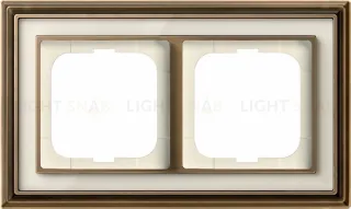 Рамка ABB Dynasty двухместная (латунь античная, белое стекло) 2CKA001754A4581 2CKA001754A4581