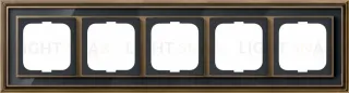 Рамка ABB Dynasty пятиместная (латунь античная, черное стекло) 2CKA001754A4589 2CKA001754A4589