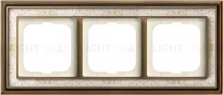 Рамка ABB Dynasty трехместная (латунь античная, белая роспись) 2CKA001754A4592 2CKA001754A4592