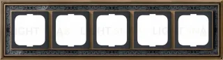 Рамка ABB Dynasty пятиместная (латунь античная, черная роспись) 2CKA001754A4599 2CKA001754A4599