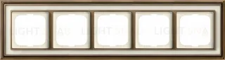 Рамка ABB Dynasty пятиместная (латунь античная, белое стекло) 2CKA001754A4584 2CKA001754A4584