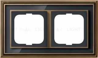 Рамка ABB Dynasty двухместная (латунь античная, черное стекло) 2CKA001754A4586 2CKA001754A4586