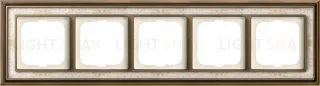 Рамка ABB Dynasty пятиместная (латунь античная, белая роспись) 2CKA001754A4594 2CKA001754A4594
