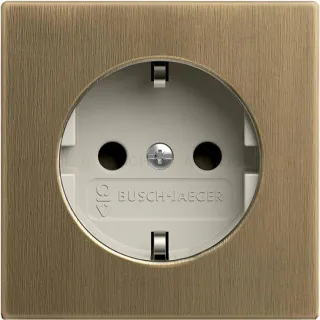 Розетка с защитными шторками винтовые клеммы ABB Dynasty (античная латунь, белая роспись) 2CKA002011A6245 2CKA002011A6245