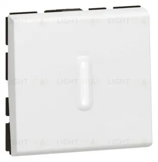 Выключатель одноклавишный Legrand Mosaic для управления с двух мест 10АХ с подсветкой (2 модуля) белый 77012+67686 77012 + 67686