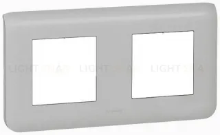 Рамка горизонтальная Legrand Mosaic на 2 поста, алюминий 79304+80251+80251 79304 + 80251