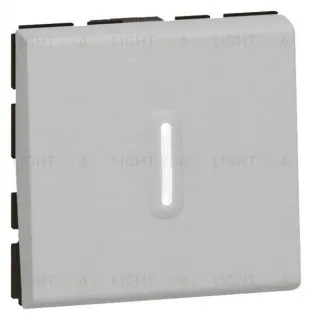 Выключатель с подсветкой для управления с двух мест Legrand Mosaic 10AХ (2 модуля) алюминий 79212+67686 79212 + 67686