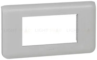 Рамка горизонтальная Legrand Mosaic на 4 модуля, алюминий 79314+80252 79314 + 80252